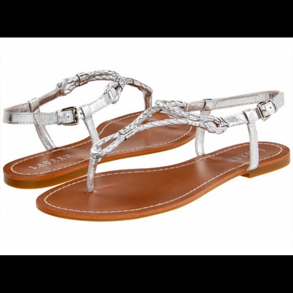Ralph Lauren Silver Alexa Sandals Size 6